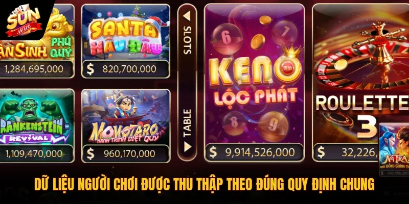 Dữ liệu người chơi được thu thập theo đúng quy định chung